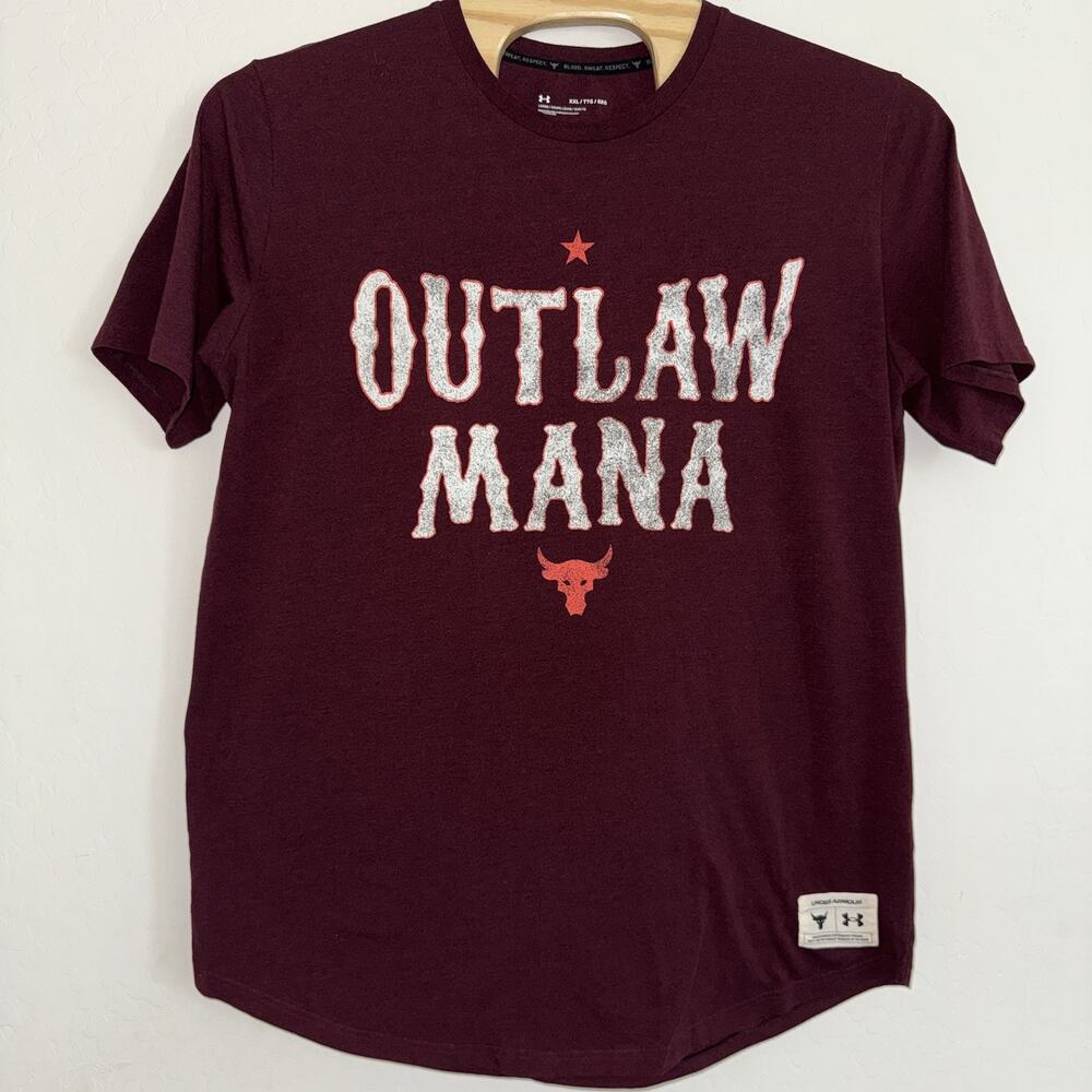 Under Armour Mens Project Rock Outlaw Mana Tshirt Maroon Size XXL Gym Training